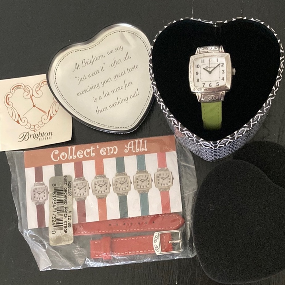 BRIGHTON Orchard Watch Pistachio + Heart Tin + New Rust Band